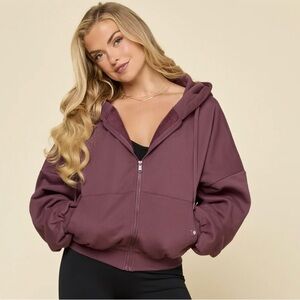 POPFLEX Plum Women's Zip-Up Hoodie